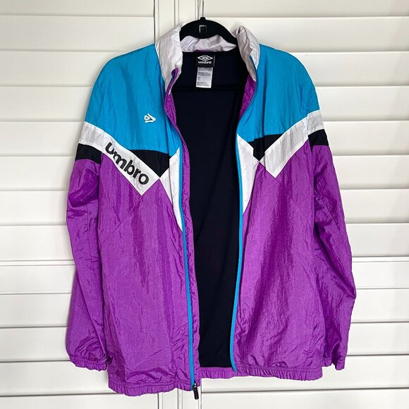 Vintage 90s Umbro Purple/Black/Blue Colorblock Windbreaker Mens Size Small - Picture 2 of 7